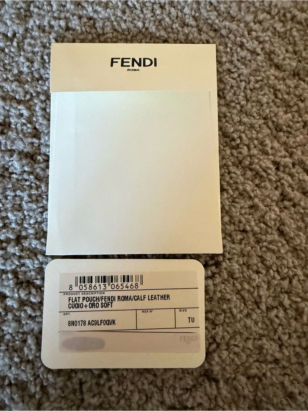 Fendi Leather Zip Pouch in Cognac Brown with Dark Logo